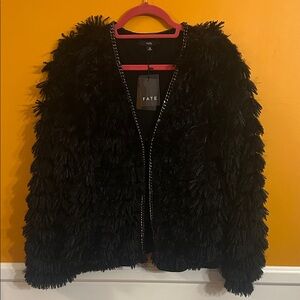Fate Black Textured Teddy Jacket